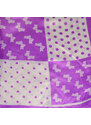 Šátek saténový - fialovobílý s potiskem
