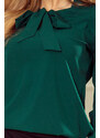 numoco Dámská halenka v zelené lahvové barvě s vázáním ve přední části model 5917700