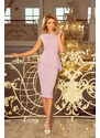 numoco Elegantní dámské midi šaty v barvě lila s volánkem model 5943396