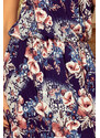 numoco Dámské maxi šaty s vzorem květů, zvavzováním za krkem a rozparkem model 5973888