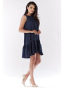 Awama Woman's Dress A176 Navy Blue