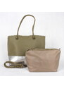 Zelenohnědá (khaki) kabelka na rameno + kabelka etue David Jones CM3771
