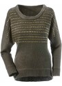 Aniston ANISTON návrhářský módní svetr, dámský svetr v olivové barvě