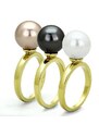 US Ocelový, pozlacený dámský set/prsteny s perlou Ocel 316 - Mia