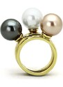 US Ocelový, pozlacený dámský set/prsteny s perlou Ocel 316 - Mia