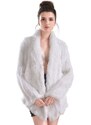 Kožešinový dámský pletený kabátek z králíka S až 7XL - bílý