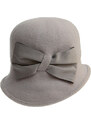 Dámský pletený plstěný klobouk s mašlí TONAK / Vlna / černá, šedá, šedohnědá