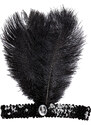 Flapper čelenka s peřím černá