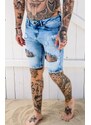 Gianni Kavanagh Light Blue Destroyed Denim Shorts