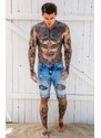 Gianni Kavanagh Light Blue Destroyed Denim Shorts