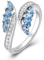 Royal Fashion prsten Křišťálově modré lístky BSR005