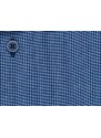 AMJ Pánská košile modrá kostičkovaná VDPR1007, dlouhý rukáv, prodloužená délka