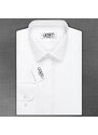 Pánská luxusní košile AMJ bílá JDAP018SKL, dlouhý rukáv, zdobený límec, prodloužená délka