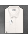 Pánská košile AMJ na manžetové knoflíčky, smetanová JDSA016MK, dlouhý rukáv, slim fit