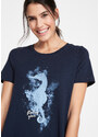 bonprix Bavlněné tričko s potiskem mořského koníka Modrá