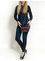 Glamorous by GLAM Dámská kožená crossbody kabelka ražená - vínová