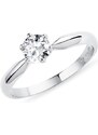 Klasický zásnubní prsten v bílém zlatě s diamantem KLENOTA K0191032