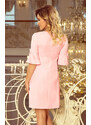 numoco Dámské trapézové šaty v pastelově růžové barvě s rozšířenými rukávy model 7268097