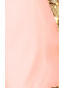 NUMOCO Pastelově meruňkové šaty s volány na rukávech CELINE Meruňková
