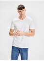 Sada dvou bílých basic triček s véčkovým výstřihem Jack & Jones - Pánské