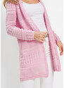 bonprix Pletený kabátek s podílem lnu Růžová