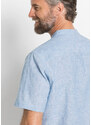 bonprix Košile s podílem lnu, krátký rukáv Modrá