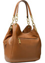 Michael Kors Lillie Chain Leather Hobo Luggae Gold