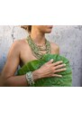 Touch of Bali / Wood & Beads Náhrdelník s ebenovým zapínáním zeleno zlatý
