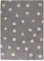 Lorena Canals koberce Pro zvířata: Pratelný koberec Tricolor Polka Dots Grey-Pink - 120x160 cm