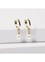 Zlaté náušnice s perlou a diamanty KLENOTA K0625013