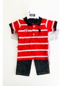 U.S. Polo ASSN. U.S. Polo ASSN. Logo chlapecká trika krátký rukáv a riflové kalhoty souprava 3 ks - Dítě 6-9 měsíců / Červená / U.S. Polo Assn / Chlapecké