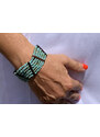 Touch of Bali / Wood & Beads Korálkový náramek s ebenovými komponenty tyrkys