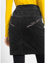 bonprix Strečová bavlněná sukně z manšestru s pohodlným pasem Černá