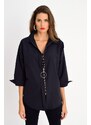 Cool & Sexy Women's Black Zipper Shirt