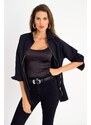 Cool & Sexy Women's Black Zipper Shirt