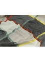 Vlněná vzorovaná šála - kombinace šedých, béžových a smetanových kostek