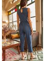 Olalook Women's Indigo Pocket Double Breasted Jumpsuit