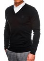 Ombre Clothing Pánský svetr s bílým límcem - černý V1 E120