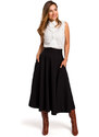 Široká delší černá sukně s vysokým pasem, MOE (vel.M/38 skladem)