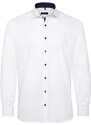 Pánská košile ETERNA Modern Fit Royal Oxford bílá s modrým kontrastem Non Iron