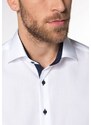 Pánská košile ETERNA Modern Fit Royal Oxford bílá s modrým kontrastem Non Iron - Krátký rukáv