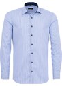 Pánská nežehlivá košile ETERNA Slim Fit modrý proužek s kontrastem rypsový kepr Non Iron