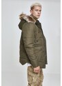 Urban Classics Faux Fur Hooded Jacket darkolive