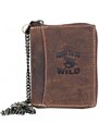 Kožená peněženka Born to be wild se žralokem dokola na kovový zip s řetězem a karabinkou FLW