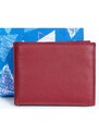 Kvalitní červená peněženka z měkké kůže bez značek a nápisů FLW