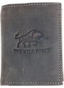 Kožená šedohnědá peněženka The wild force s býkem z pevné hovězí kůže FLW
