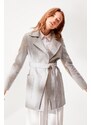 Trendyol Gray Woolen Cachet Coat with Belt