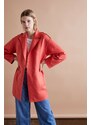 Koton Women's Red Suede Look Trench Coat