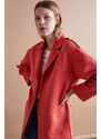 Koton Women's Red Suede Look Trench Coat