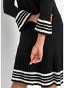 bonprix Pletené šaty s plisovanou sukní Černá